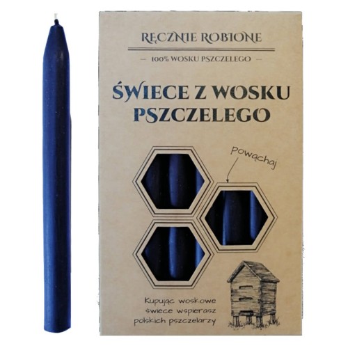 Świece intencyjne 14cm z wosku pszczelego GRANATOWE