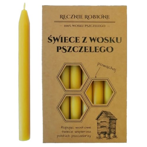 Świece intencyjne 14cm z wosku pszczelego kolor NATURALNY
