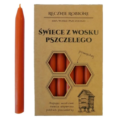 Świece intencyjne 14cm z wosku pszczelego POMARAŃCZOWE