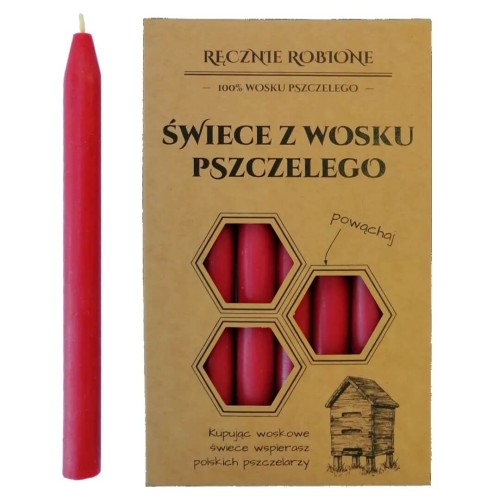 Świece intencyjne 14cm z wosku pszczelego CZERWONE