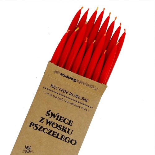 Cienkie świece rytualne 19cm CZERWONE