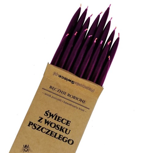 Cienkie świece rytualne 19cm FIOLETOWE