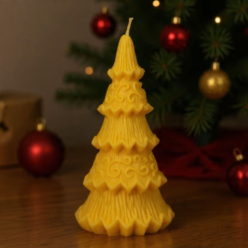 Choinka ozdobna - świeczka z wosku pszczelego