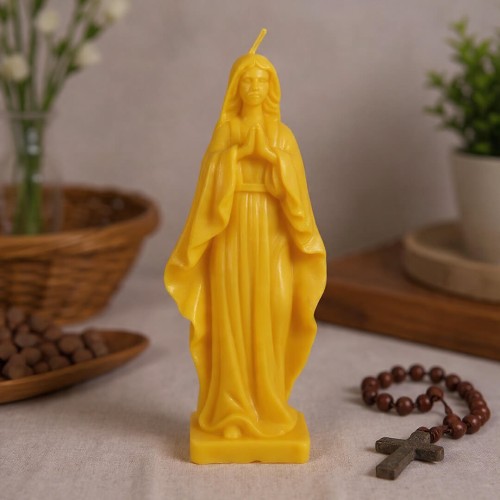 Matka Boska modląca się - świeczka/figurka z wosku pszczelego