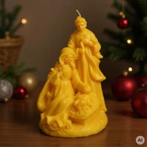Święta Rodzina - świeczka/figurka z wosku pszczelego