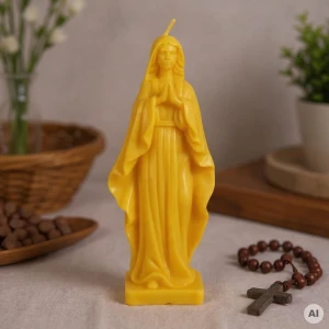 Matka Boska modląca się - świeczka/figurka z wosku pszczelego