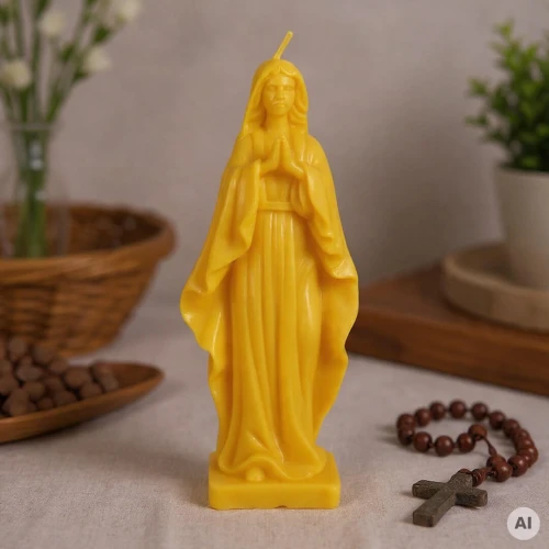 Matka Boska modląca się - świeczka/figurka z wosku pszczelego