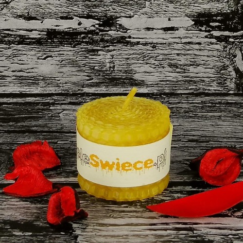 Pszczeli plaster tealight XL 3,5cm/4,5cm - naturalna świeca woskowa zwijana z węzy pszczelej