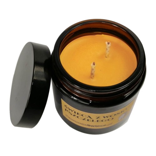 Jesienny wieczór- świeczka z wosku pszczelego w słoiczku